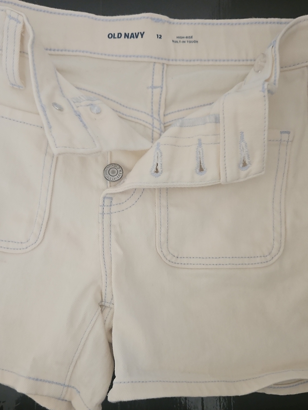 Old Navy Cream High-Rise Women's Jeans Shorts with Contrast Stitching